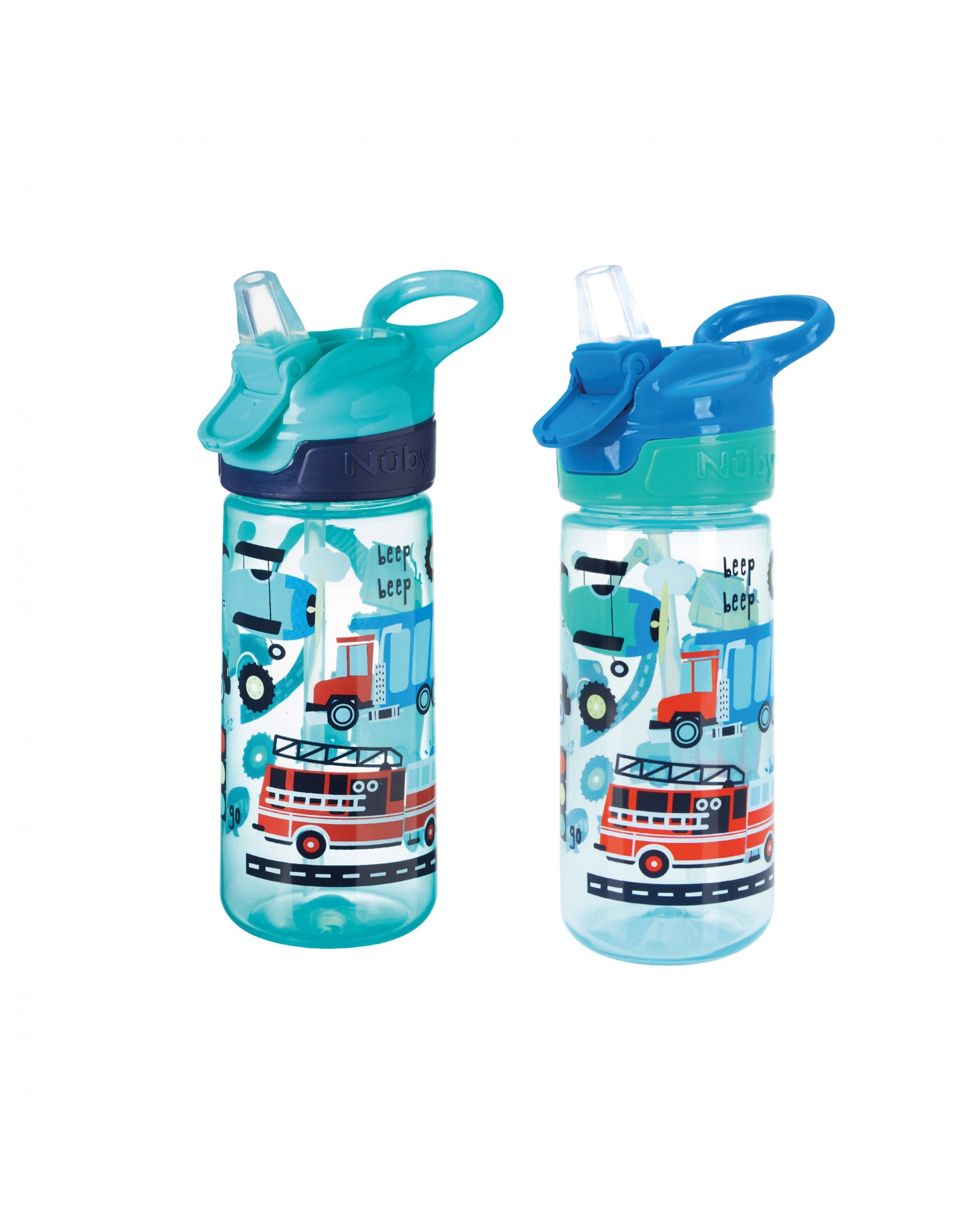 Super Quench Water Bottle Trucks 2 Pack | Kids Water Bottles | Nuby UK