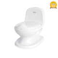 The Nuby My Real Mini Toilet Potty, in white and designed for children to resemble a real toilet, features a Made for Mums Awards 2023 Bronze badge in the upper right corner.
