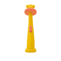 The Chompy Chube Teether in the design of yellow and orange forming the shape and look of a Lion. The image shows the back of this teether.