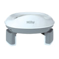 A gray and white Nuby Go Potty portable potty training seat with wide legs and a smooth, rounded design is shown on a white background.