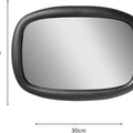 The Safe and Secure Baby Car Mirror is a rectangular, shatter-resistant mirror with rounded edges and a black frame, measuring 21 cm x 30 cm—ideal as a baby car or car seat mirror for safe driving. Labeled arrows show its dimensions.