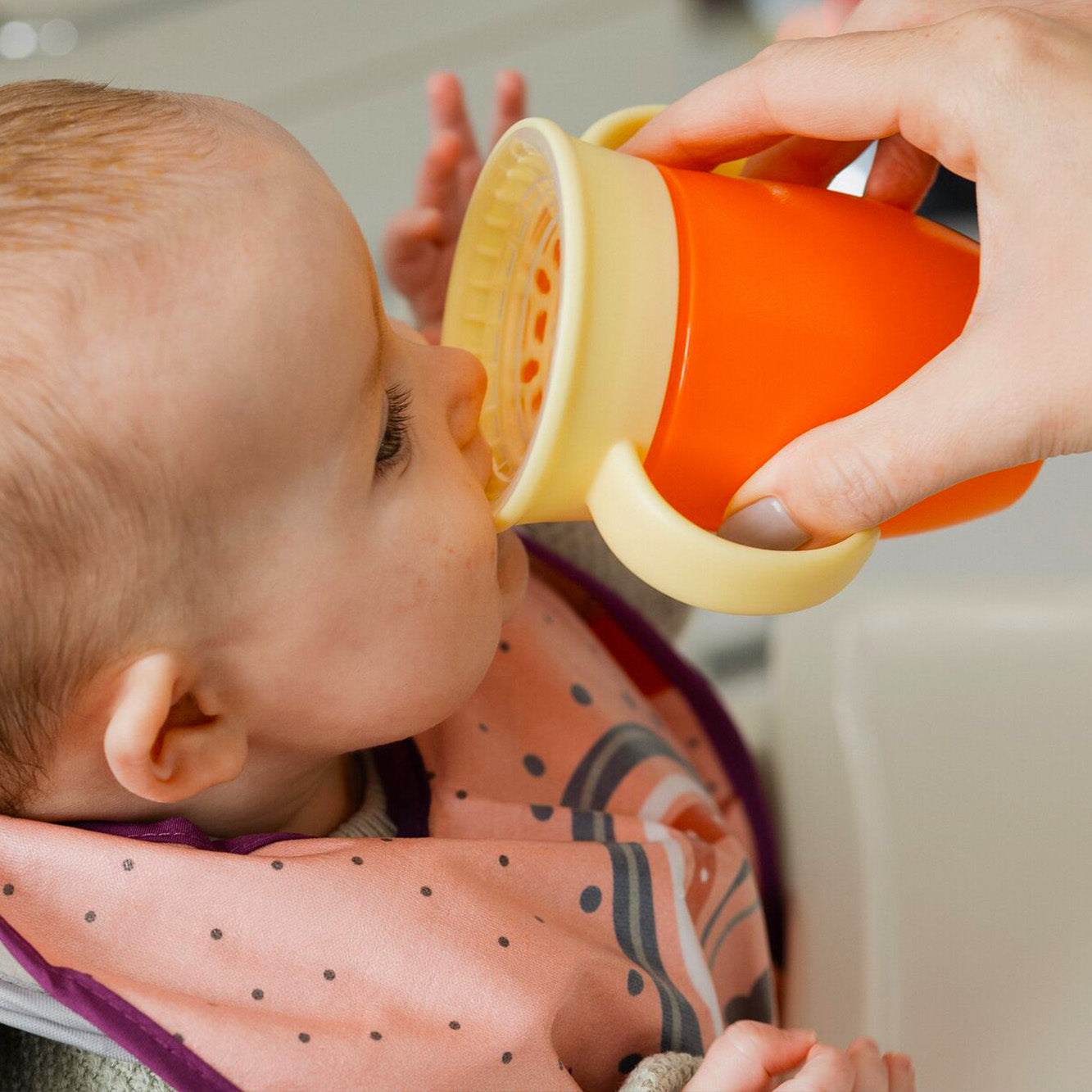 The all around cup in orange and yellow.