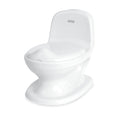 The Nuby My Real Mini Toilet Potty is a small, white training toilet for toddlers, featuring a closed lid and realistic design—ideal for early toilet training.