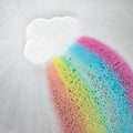 A close up photo of the Rainbow Bath Fizzies in water.