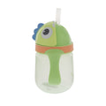 The Nuby UK Character Sippy Cup is a transparent cup with a green fish-shaped lid, big cartoon eye, blue fin, orange ring, green handle, and built-in straw—ideal for toddlers’ mess-free sipping on the go.