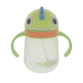 The Nuby UK Character Sippy Cup is a green toddler cup with two side handles, a blue spout, and a monster-face lid with big eyes and a blue ridge—designed as a no-spill solution for little ones.