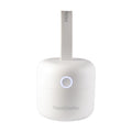 A white, cylindrical device labeled RapidSterilise UV Soother Steriliser features a single illuminated circular front button and a vertical handle or lever on top.