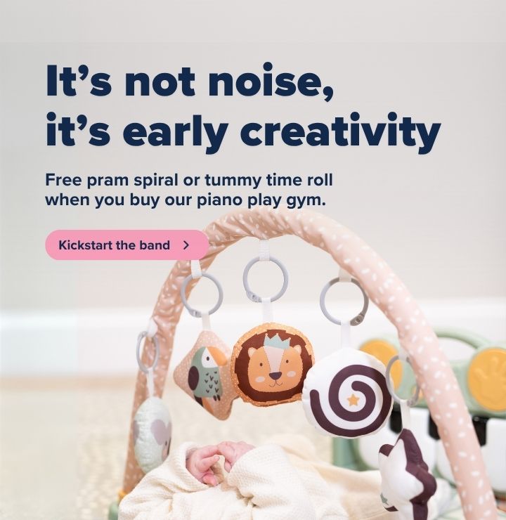 Animal Adventures Piano Play gym now back in stock. Choose a free pram spiral or tummy time roller with purchase.