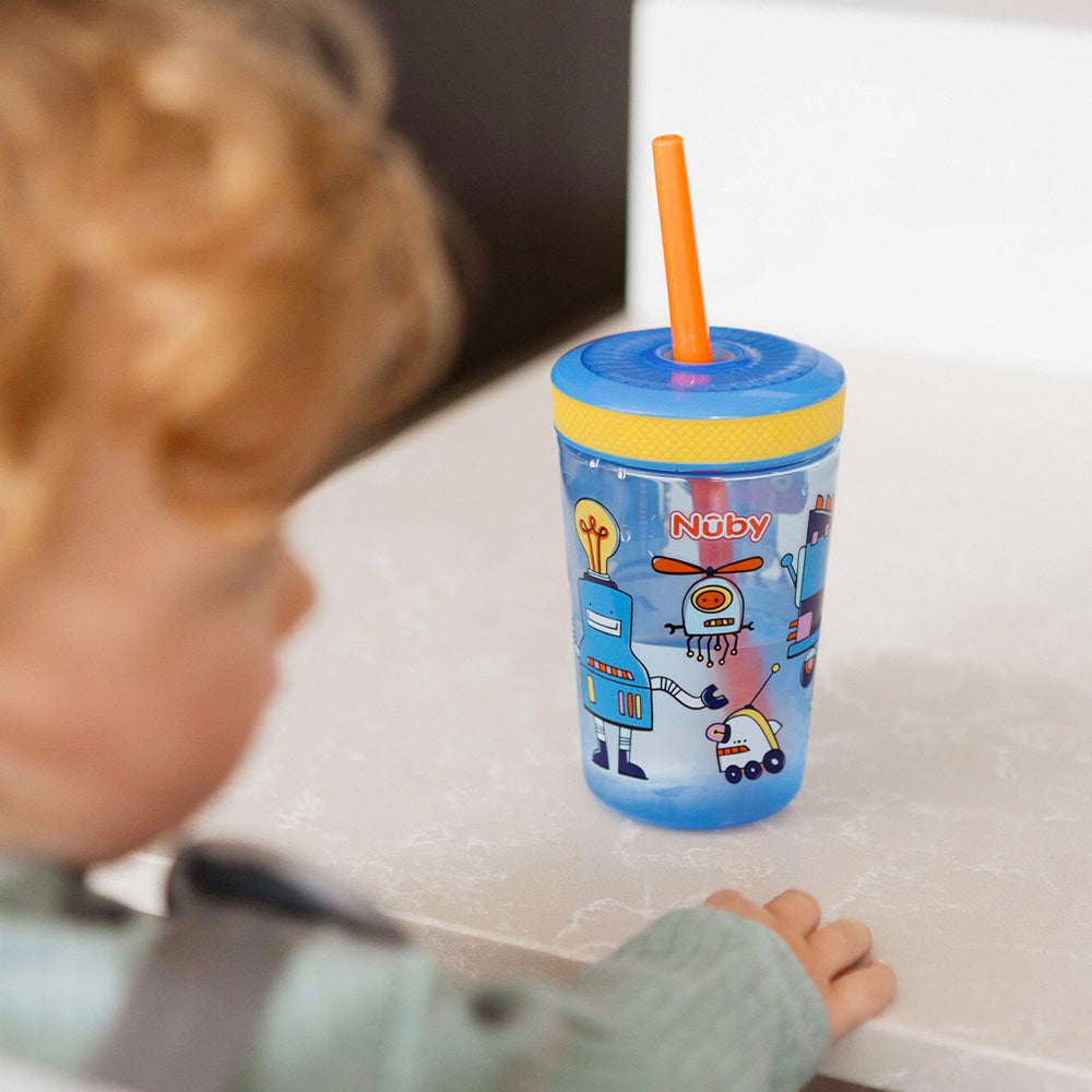 The robot decorated Sip It Swirler cup by Nuby.