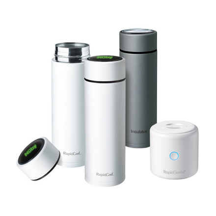 The Cool and Sterilise Travel Set consisting of Rapid Cool, RapidSterilise+ and flask.