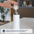 Formula being poured into a RapidCool on a kitchen counter top.