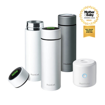 The Cool and Sterilise Travel Set consisting of Rapid Cool, RapidSterilise+ and flask.