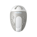 The Nuby UK Jitterbug Pram Rocker is a small gray and white electronic device shaped like a bug with antennae, featuring buttons for music, light, volume, and timer. Easily portable, it attaches to your pram or pushchair to gently rock infants.