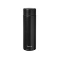 The Nuby Black RapidCool™ Portable Formula Feed Maker is a sleek, black insulated tumbler with a screw-on lid and RapidCool logo, ideal for fast formula cooling on the go and supporting NHS safe feeding guidelines. Shown on a plain white background.