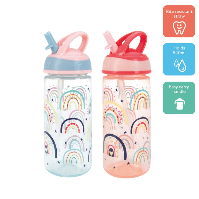 Super Flip Kids Water Bottle Rainbows 2 Pack, Kids Water Bottle
