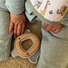 Natural Wood Silicone Elephant Teether