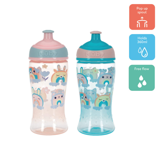 Super Slurp Water Bottles 2 Pack Rainbow Bunnies