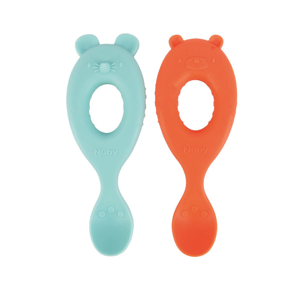 Nuby Fun Feeding Fork & Spoon, 12m , 4 Ct, 1